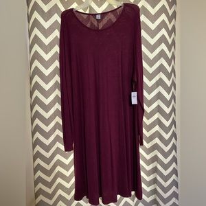 Burgundy knee length dress. Very soft!